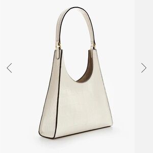 NWT STAUD REY BAG CREAM CROC EMBOSSED